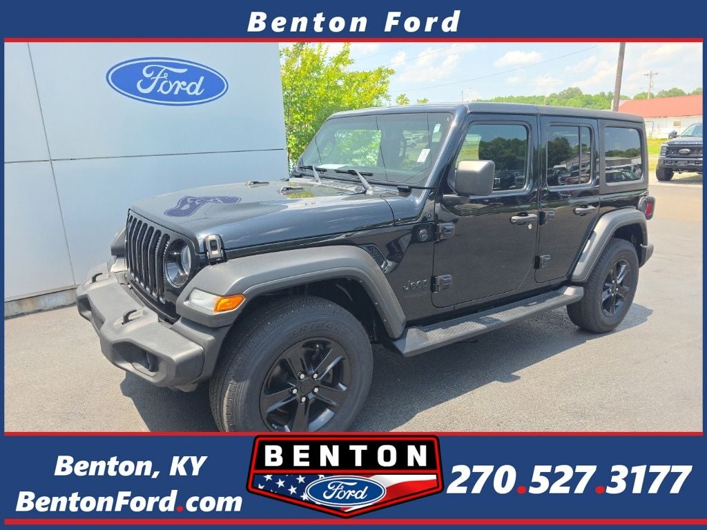 2021 Jeep Wrangler Unlimited Sport Altitude in Black Clearcoat — front three-quarter view