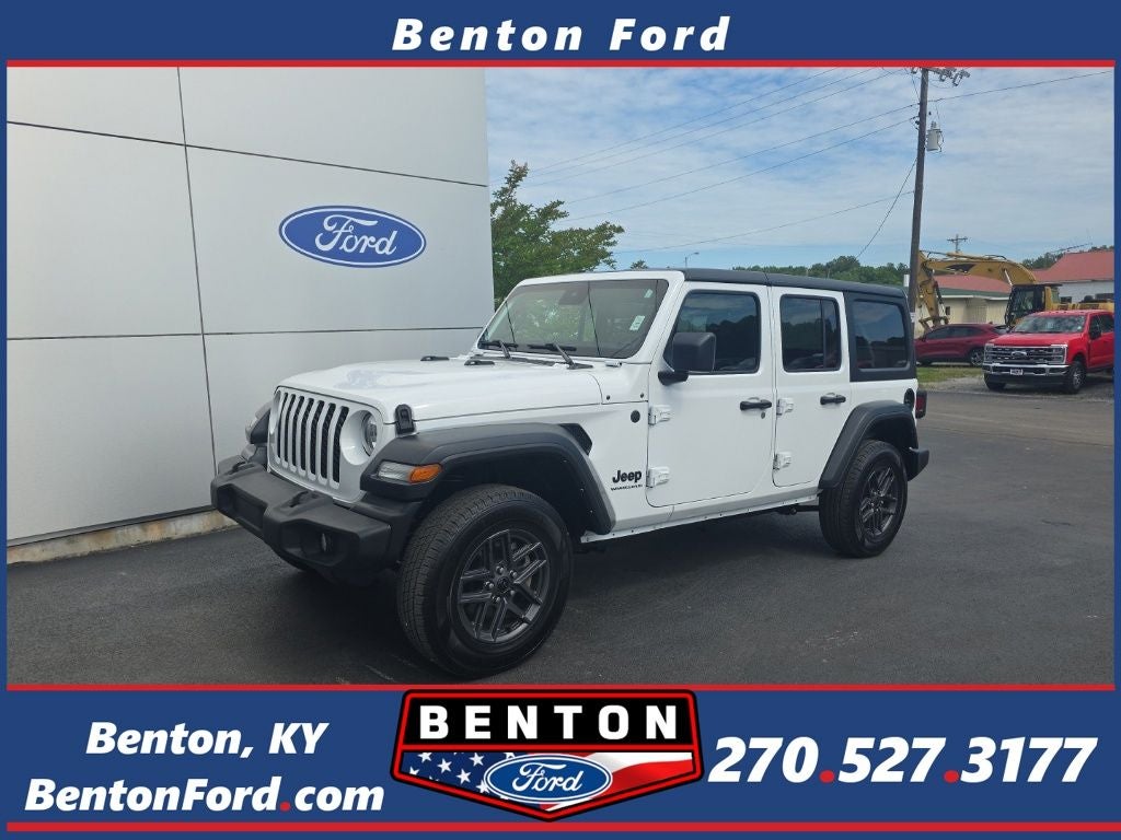 2024 Jeep Wrangler Sport S in Bright White Clearcoat — front three-quarter view