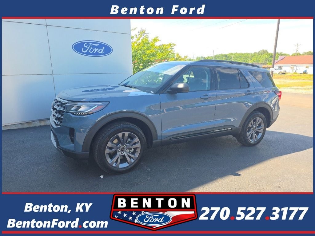 2026 Ford Explorer Active in Vapor Blue Metallic — front three-quarter view