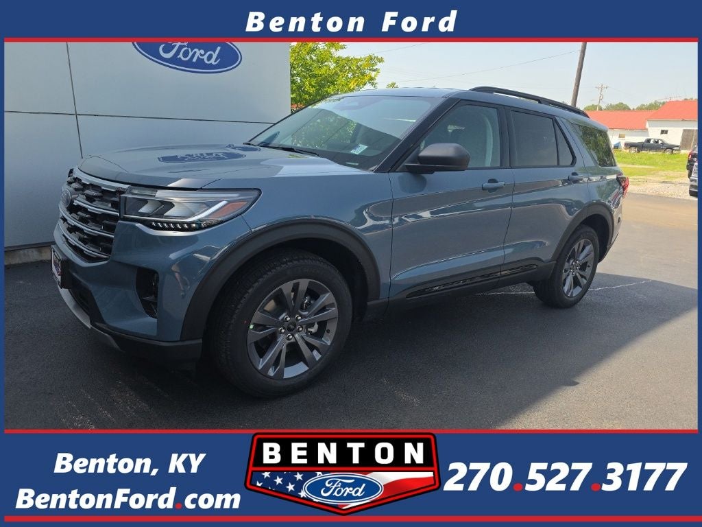 2026 Ford Explorer Active in Vapor Blue Metallic — front three-quarter view