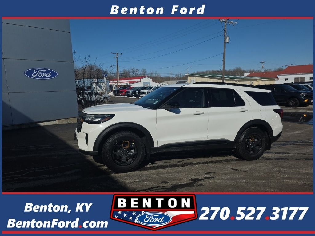 2026 Ford Explorer Tremor in White Metallic — front three-quarter view