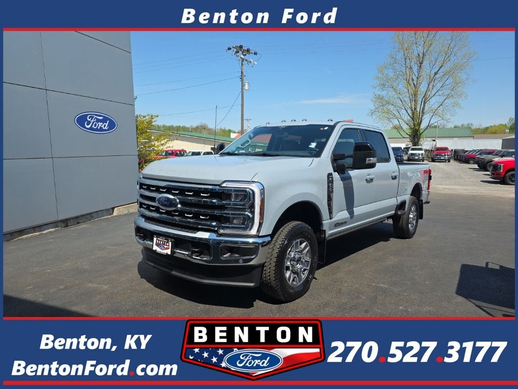 2026 Ford F-250SD Lariat in Glacier Gray Metallic Tri-Coat — front three-quarter view
