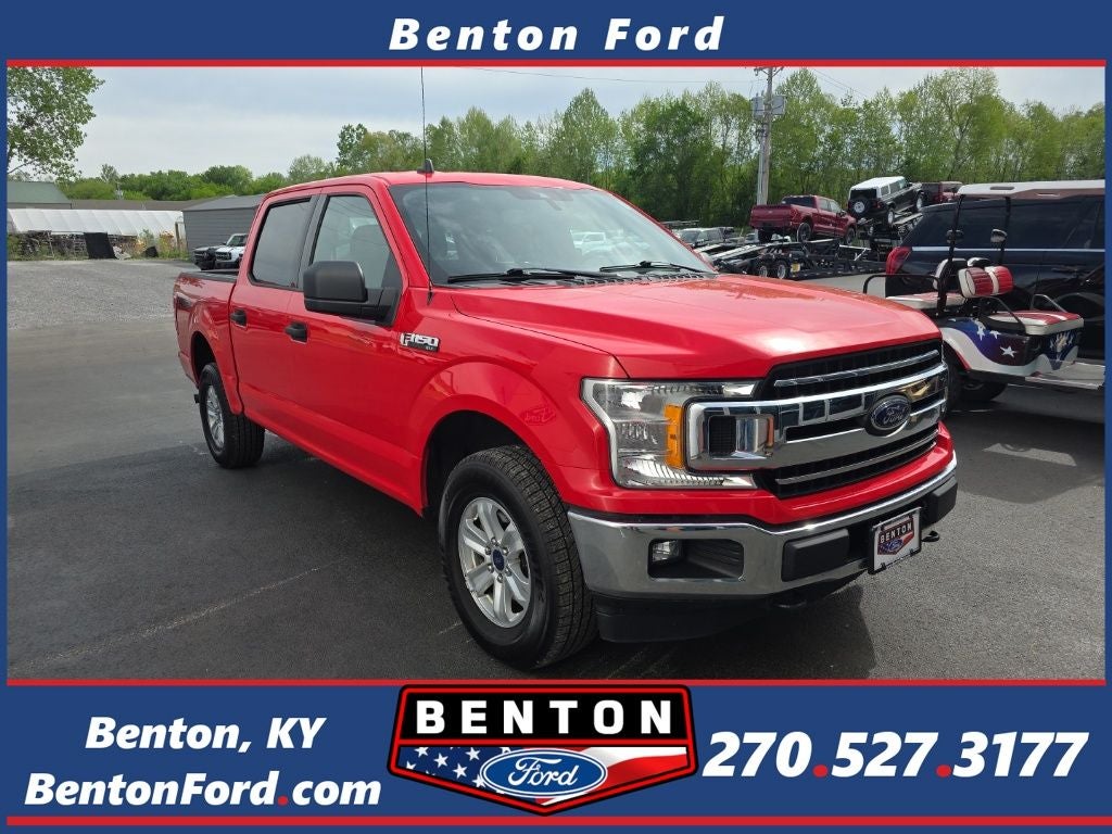 2019 Ford F-150 XLT in Race Red — front three-quarter view