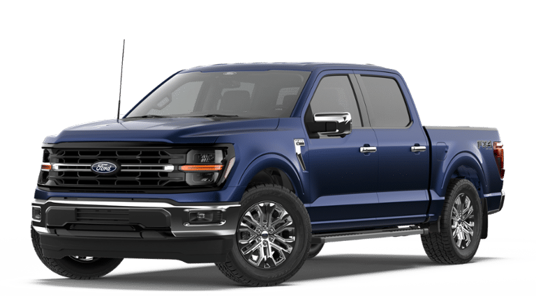 2026 Ford F-150 XLT in Argon Blue Metallic — front three-quarter view