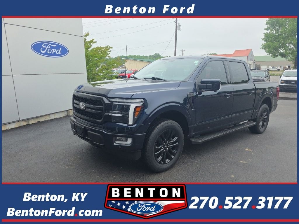 2024 Ford F-150 Lariat in Antimatter Blue Metallic — front three-quarter view