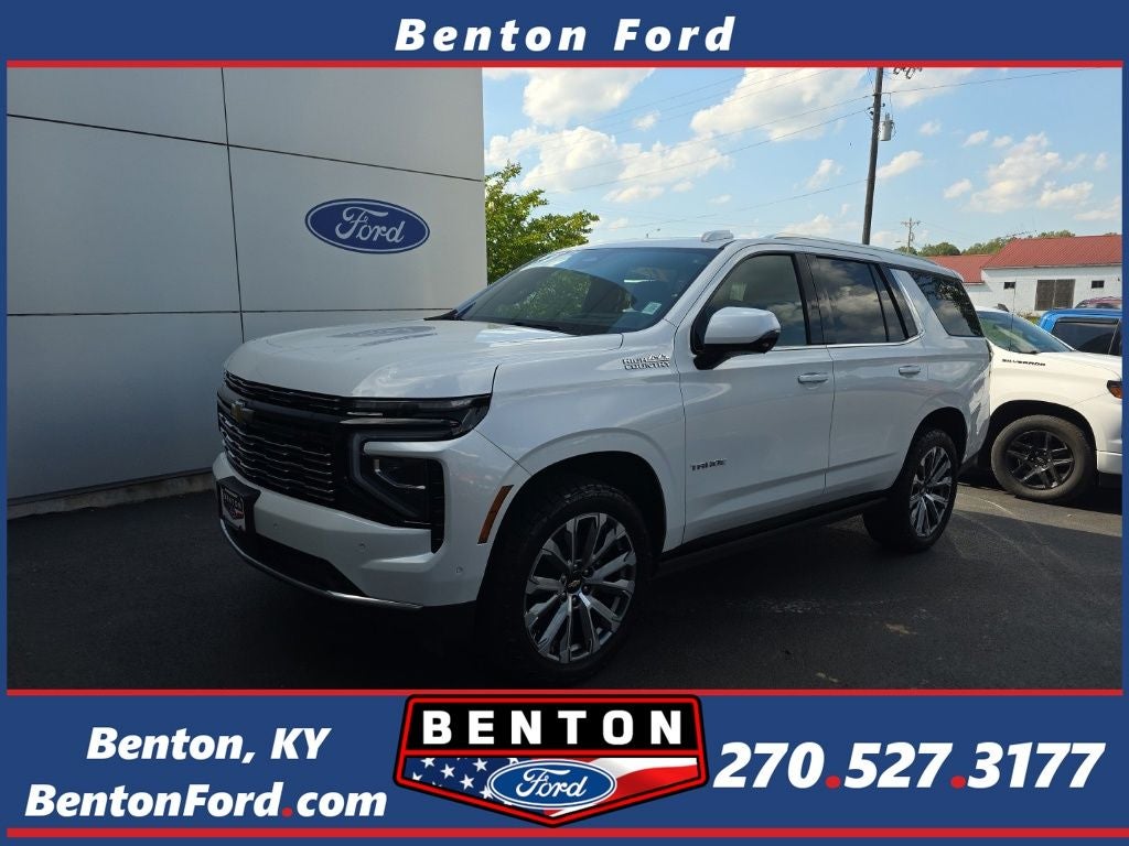 2025 Chevrolet Tahoe High Country in White — front three-quarter view