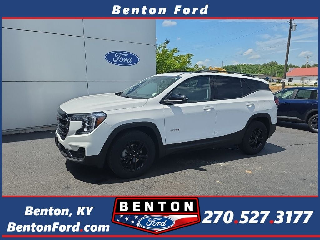 2023 GMC Terrain AT4 in Summit White — front three-quarter view