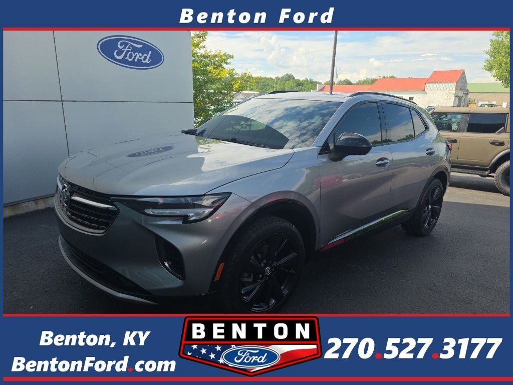 2023 Buick Envision Essence in Gray Metallic — front three-quarter view