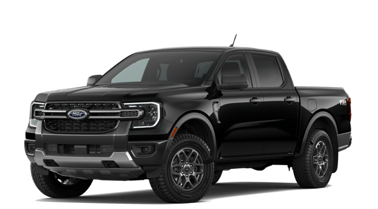 2026 Ford Ranger XLT in Shadow Black — front three-quarter view